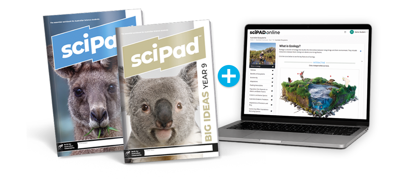 sciPAD workbook with laptop